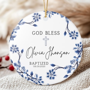 Personalized Baptism Ornament, First Communion, Confirmation Ornament, Religious Keepsake, Goddaughter Gift,Custom Baptism Gift,Baptism Gift