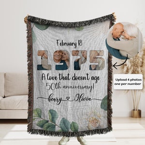Personalized 50th Wedding Anniversary Blanket for Parents, Grandparents Anniversary Gift, Custom Photo Blanket, Wedding Anniversary Gifts