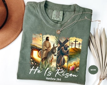 Comfort Colors® He Is Risen Shirt, He has risen shirt, Jesus Easter Shirt, Easter Shirt For Women, Christian easter tee, Religious shirt