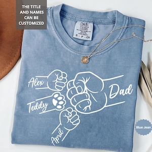 Comfort Colors® Custom Fist Bump Dad Shirt Dad Kids Names Shirt Grandpa Fist Bump New Dad Shirt Personalized Grandpa Shirt Gift For Dad