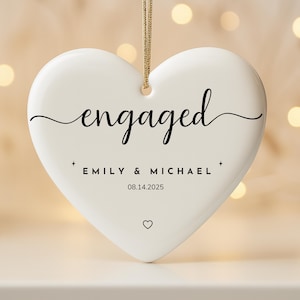 Personalized Engaged Ornament, Wedding Ornament with Names & Date, First Christmas Engaged Ornament, Gift for Couple, Newly Engaged Gift