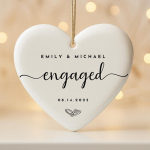 Personalized Engaged Ornament, Wedding Ornament with Names & Date, First Christmas Engaged Ornament, Gift for Couple, Newly Engaged Gift