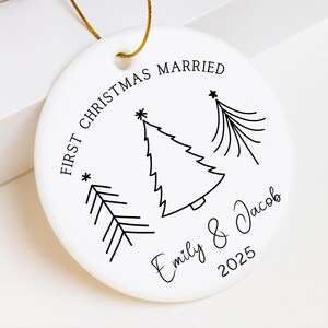 Custom First Christmas Married Ornament, Mr and Mrs Christmas Ornament Gift, Personalized Holiday Couple Gift, Newlywed Christmas Keepsake