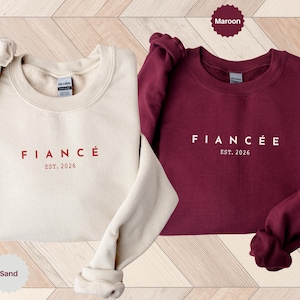 Sudaderas personalizadas para novios, camiseta de compromiso personalizada, futuros esposos, regalo de compromiso, regalo para la prometida, novio y novia imagen 2