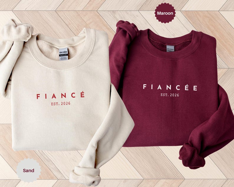 Sudaderas personalizadas para novios, camiseta de compromiso personalizada, futuros esposos, regalo de compromiso, regalo para la prometida, novio y novia imagen 2