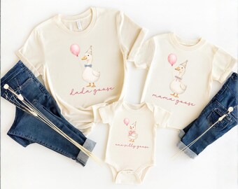 One Silly Goose 1st Birthday Matching Family Shirts, Mama Goose and Dada Goose Tees, Funny Goose Party Outfit, Gift For Mom and Dad