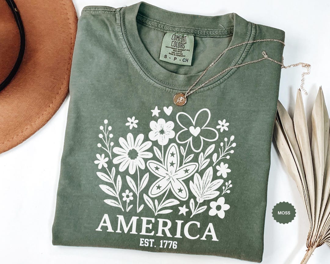 Comfort Colors© Floral America Shirt, Wildflowers America Shirt ...