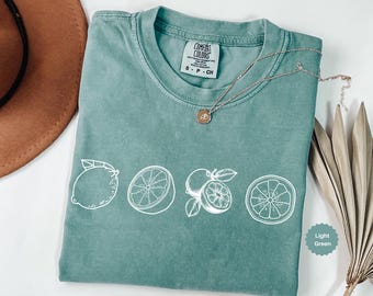 Lemon Summer Shirt Comfort Colors®, Vintage Cottagecore Lemon Tee, Lemon Citrus Tshirt, Tropical Summer Vacation Shirt, Summer Fruit Stamp