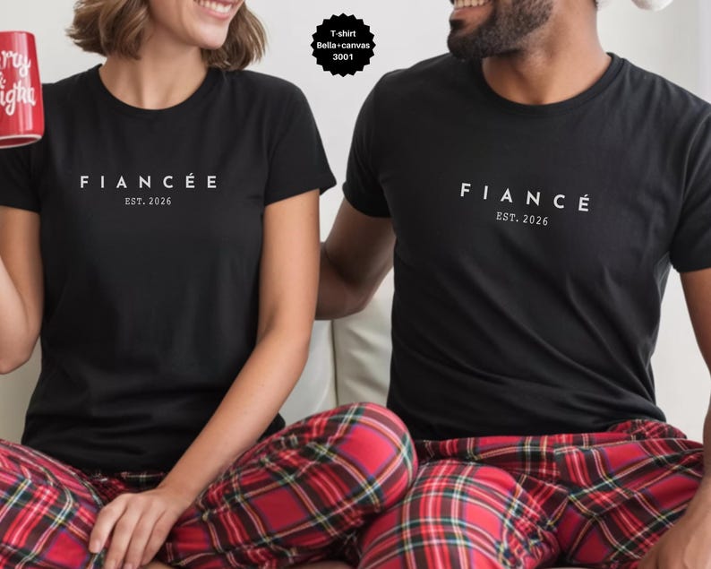 Sudaderas personalizadas para novios, camiseta de compromiso personalizada, futuros esposos, regalo de compromiso, regalo para la prometida, novio y novia imagen 9