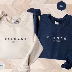 Sudaderas personalizadas para novios, camiseta de compromiso personalizada, futuros esposos, regalo de compromiso, regalo para la prometida, novio y novia imagen 3