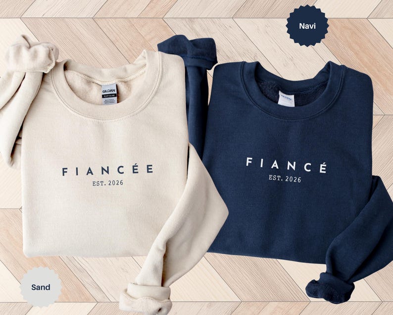 Sudaderas personalizadas para novios, camiseta de compromiso personalizada, futuros esposos, regalo de compromiso, regalo para la prometida, novio y novia imagen 3