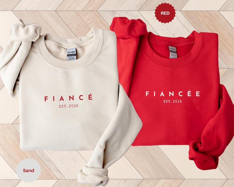 Sudaderas personalizadas para novios, camiseta de compromiso personalizada, futuros esposos, regalo de compromiso, regalo para la prometida, novio y novia imagen 4
