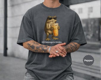 Frog Drinking Iced Coffee Shirt Comfort Colors, Abolish ICE Shirt, Human Rights Activist, Activism Apparel,Chinga La Migra Shirt for Him Her