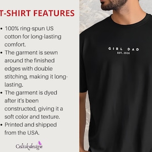 Pode incluir: Camiseta preta com o texto branco "GIRL DAD EST. 2026". A camisa &eacute; feita de algod&atilde;o americano 100% ring-spun para conforto e tem bordas com costura dupla para durabilidade. A pe&ccedil;a &eacute; tingida para uma textura macia.