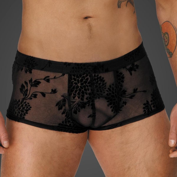 Slip pour homme en maille motif floqué floral