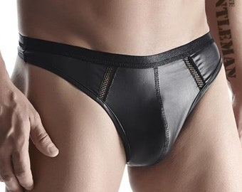 Mens Thong Brief in Matte Wetlook