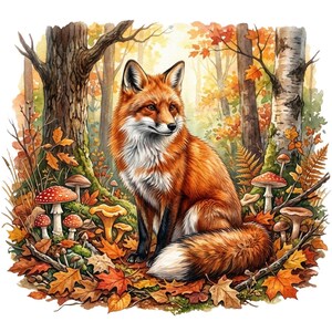 20 höstskog akvarell clipart PNG-paket, höstlöv digitalt papper, skräpjournalkit, scrapbooksidor, kommersiellt bruk