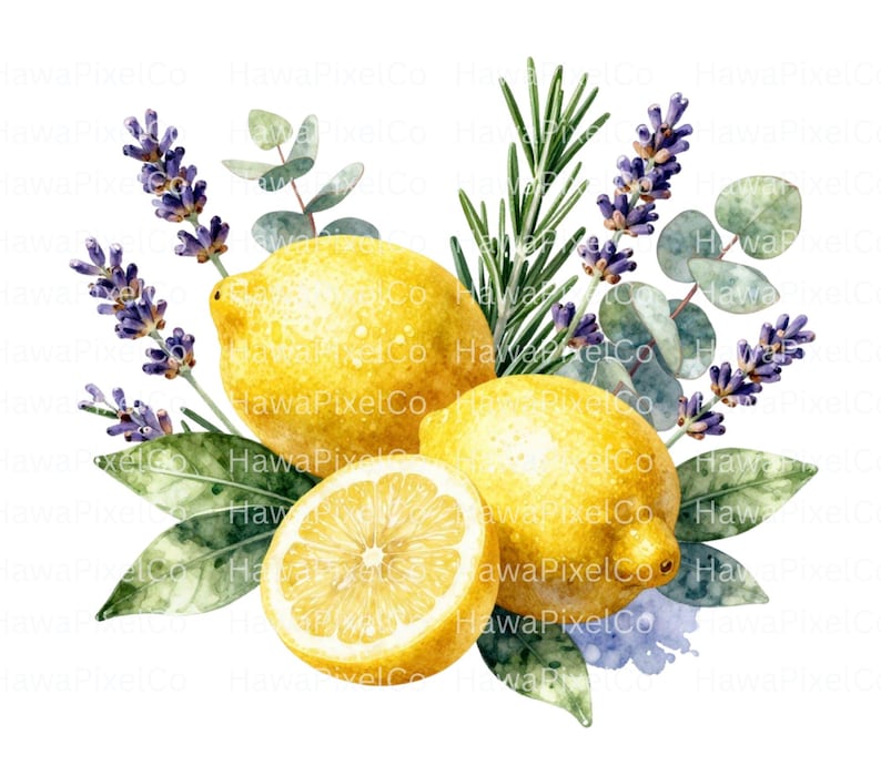 Lemon Clipart Bundle, Watercolor Lemon PNG, Citrus Clipart, Lemon ...