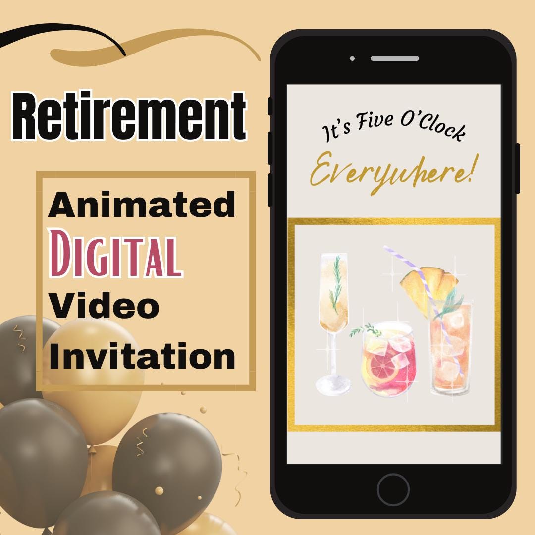 Retirement Party Animated Video Invitation: Editable Template (digital ...