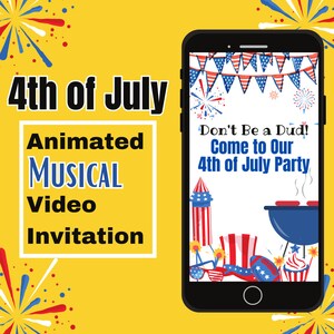 4. Juli Einladung mit Feuerwerk - Digitale Party zum Unabhängigkeitstag einladen - Digitale Grillfeier zum 4.Juli