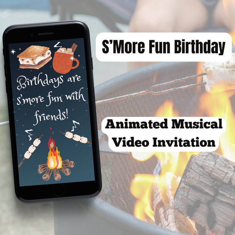 S'more Fun Birthday Party Invitation: Animated Musical Evite (digital ...