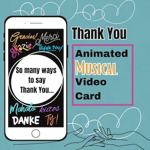 Tarjeta de felicitación de agradecimiento - Vídeo musical animado - Saludo personalizado - Plantilla editable - Uso ilimitado - Saludo electrónico con tarjeta electrónica digital