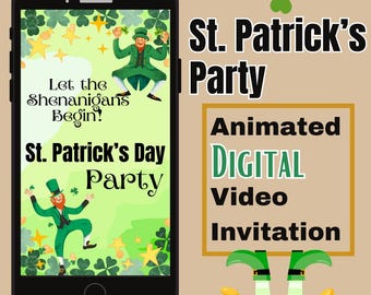 St. Patrick's Day Party Invitation - Personalized Invitation - Editable Template - Digital Evite - Animated Musical Video