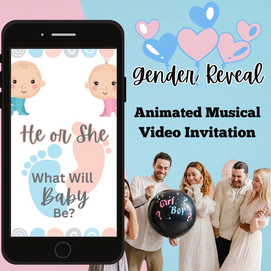 Gender Reveal Party Invitation - Editable Template - He or She ...