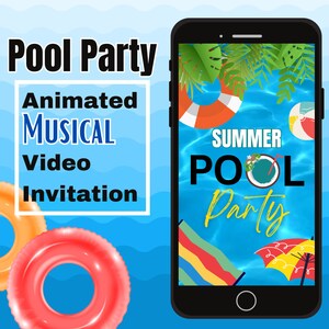Summer Pool Party Invitation - Swimming Party Invite - Digital Evite E-vite for Kids, Tweens, Teens, Adults, Boys, Girls - Editable Template