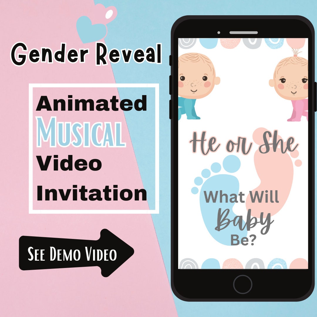 Gender Reveal Party Invitation - Editable Template - He or She ...