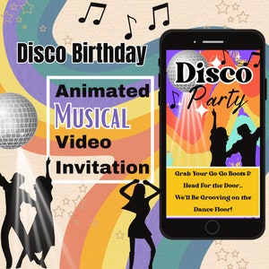 Disco Birthday Party Animated Video Invitation (Digital Evite) - Personalized Invite for Tweens, Teens