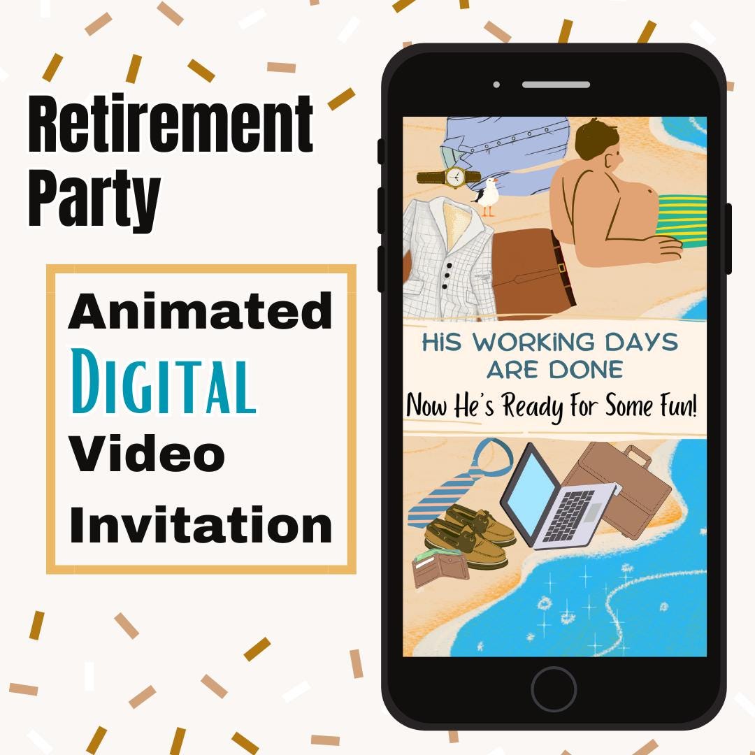 Men's Retirement Party Animated Video Invitation (digital Evite) - Etsy