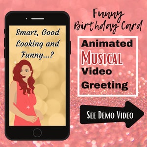 Envía una risa con esta divertida tarjeta de cumpleaños para adultos: saludo en vídeo musical animado, tarjeta personalizada, saludo electrónico digital, uso ilimitado