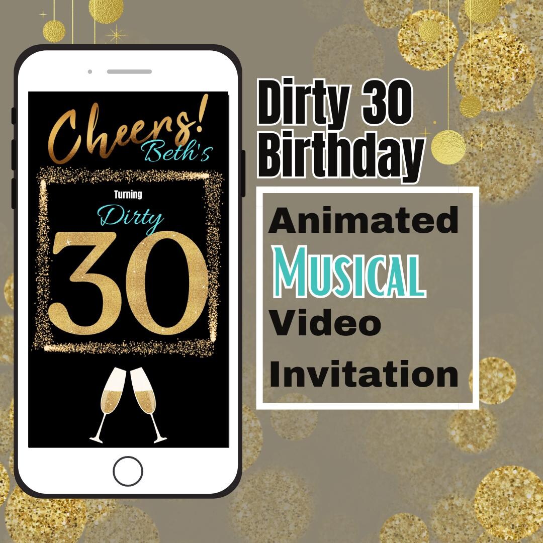 Adult "dirty 30" Birthday Party Invitation - Personalized Invite for