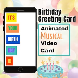 誕生日グリーティングカード - アニメーションミュージカルビデオグリーティング - 編集可能なテンプレート - パーソナライズされたハッピーバースデーカード - 無制限の使用