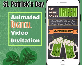 St. Patrick's Day Party Invitation: Editable Animated Video (Digital Evite)