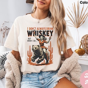 Trendy Western Country Girl Shirt, Whiskey Lovers 90s Graphic T-Shirt, Vintage Washed Comfort Colors Shirt, Retro Western Graphic Tee Gift