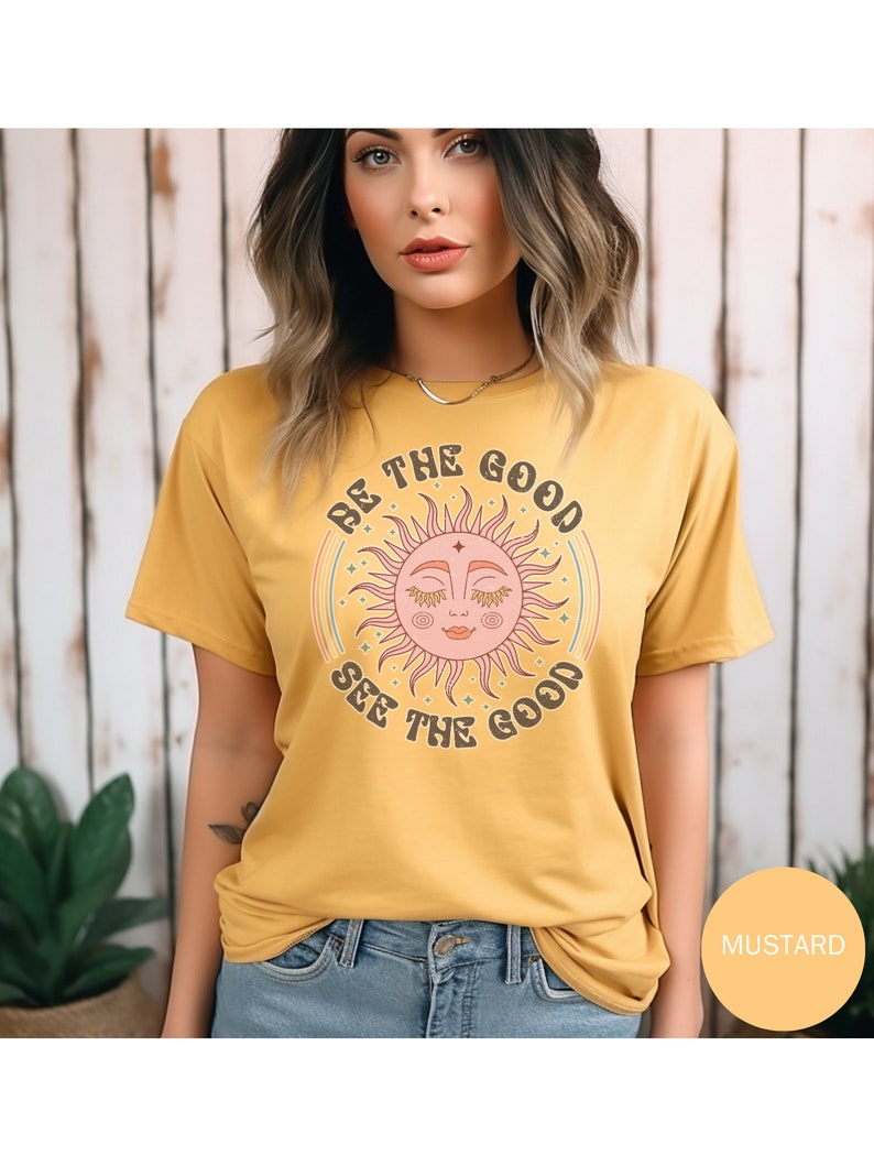 Hippie Boho Shirt Comfort Colors Trendy Hippy Boho Sun Moon TShirt Boho Gift For Her Vintage Womens Boho T-Shirt