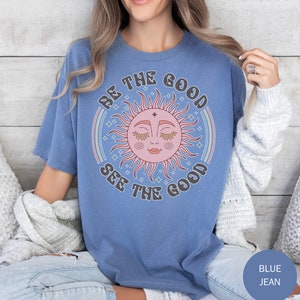 Hippie Boho Shirt Comfort Colors Trendy Hippy Boho Sun Moon TShirt Boho Gift For Her Vintage Womens Boho T-Shirt