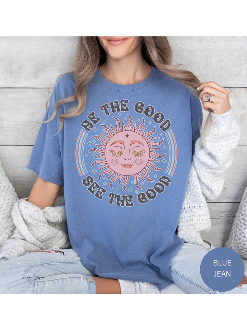 Hippie Boho Shirt Comfort Colors Trendy Hippy Boho Sun Moon TShirt Boho Gift For Her Vintage Womens Boho T-Shirt