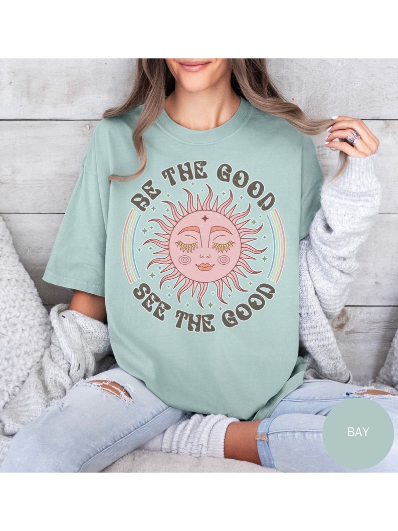 Hippie Boho Shirt Comfort Colors Trendy Hippy Boho Sun Moon TShirt Boho Gift For Her Vintage Womens Boho T-Shirt