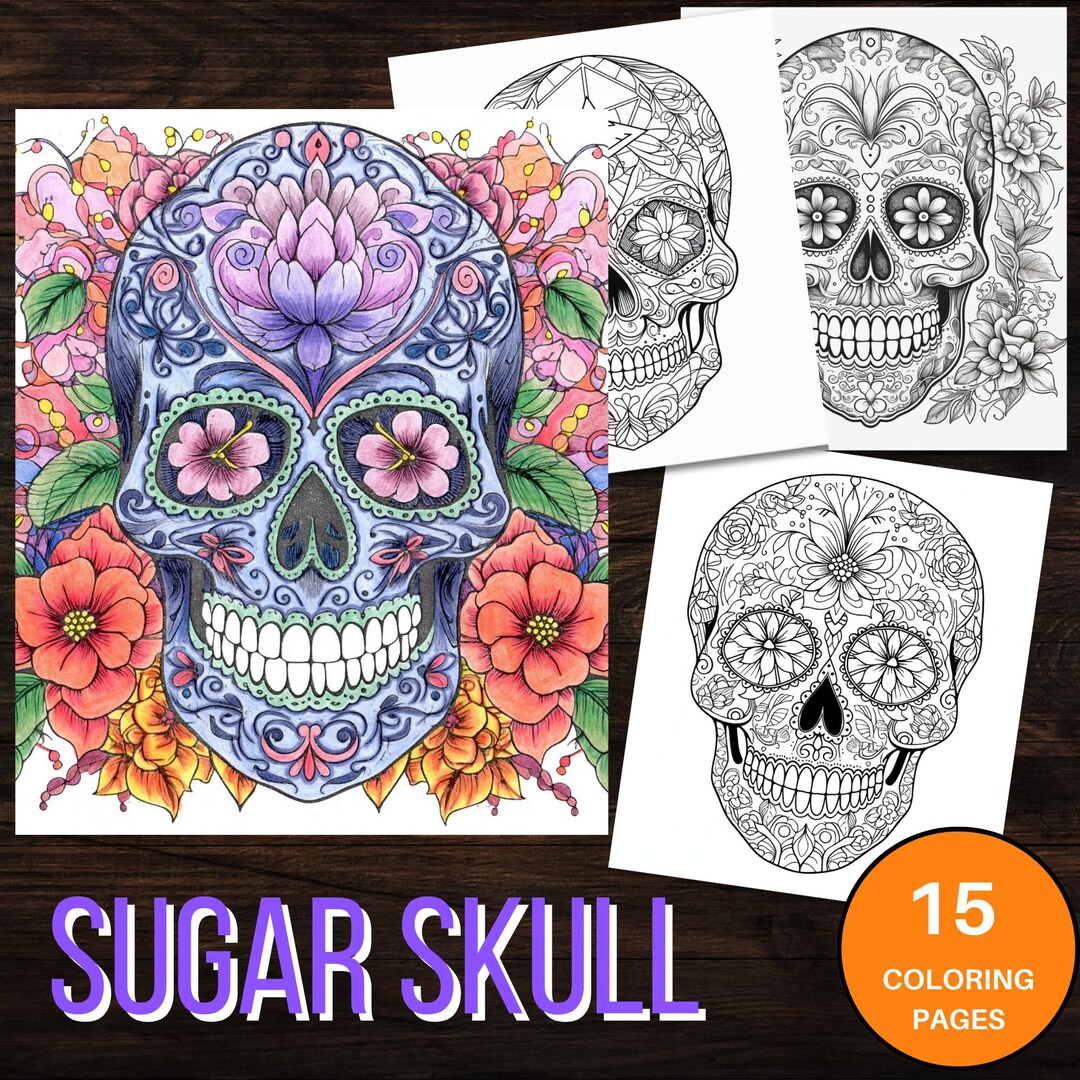 Sugar Skull Adult Coloring Book Adult Coloring Pages Printable Coloring ...