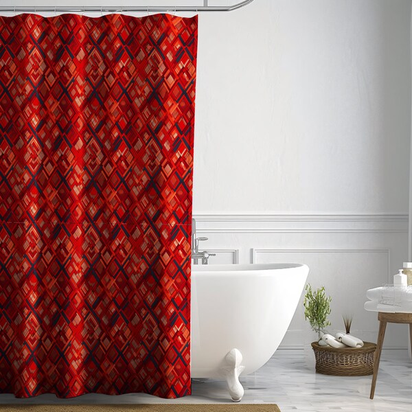 Red Shower Curtain Etsy