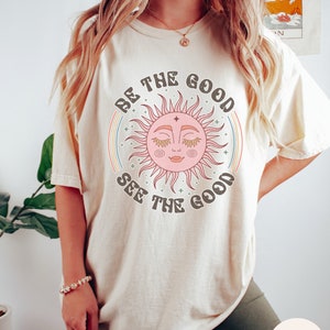 Hippie Boho Shirt Comfort Colors Trendy Hippy Boho Sun Moon TShirt Boho Gift For Her Vintage Womens Boho T-Shirt
