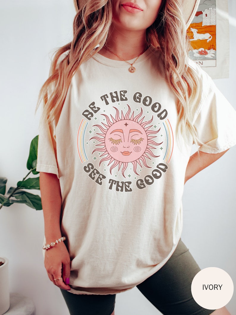Hippie Boho Shirt Comfort Colors Trendy Hippy Boho Sun Moon TShirt Boho Gift For Her Vintage Womens Boho T-Shirt