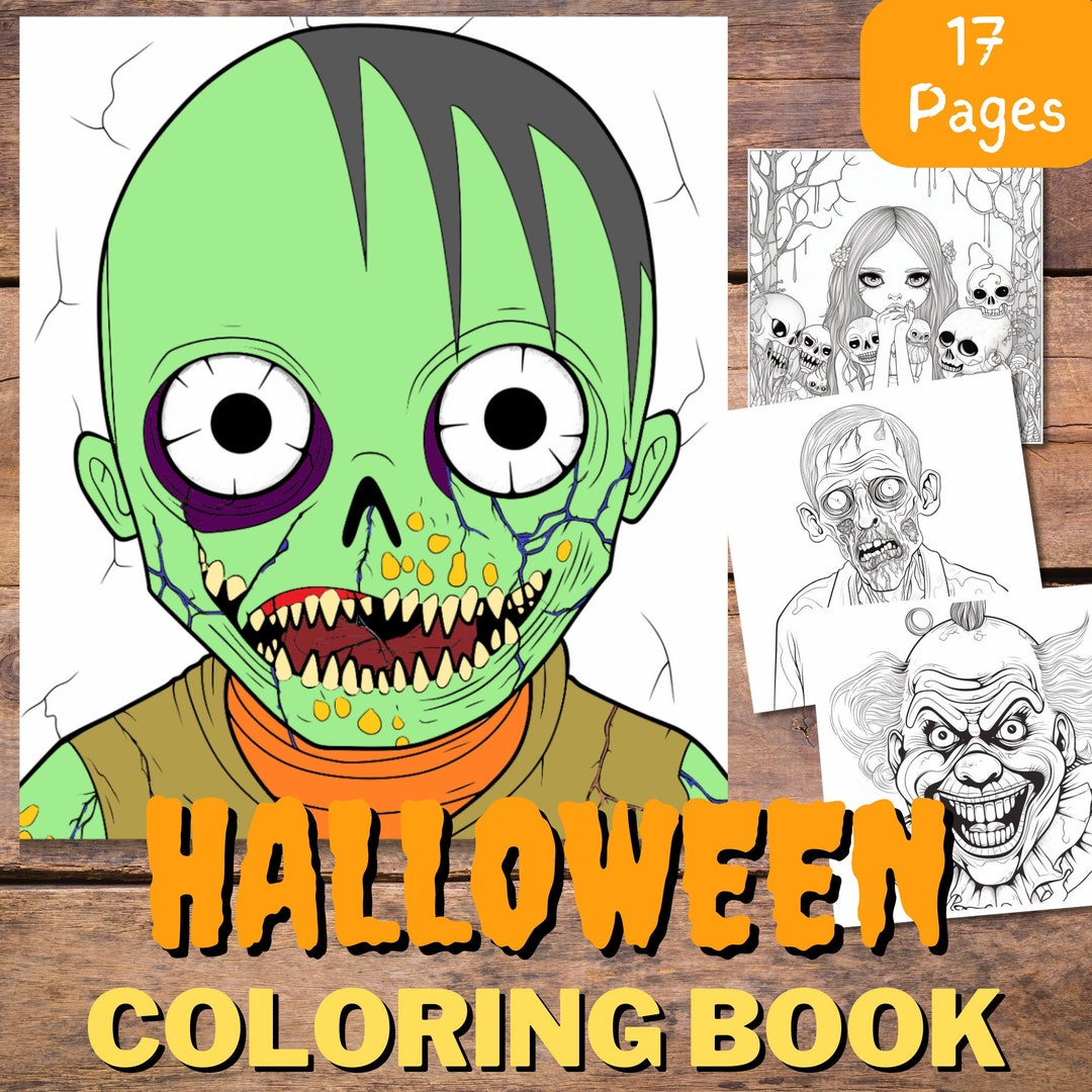 Adult Halloween Coloring Book, Printable Spooky Coloring Pages ...