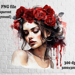 Vrouw png, Aquarel png, bloed png, Witches Graphics, Paper Crafts, Scrapbook, Witchy Halloween PNG, Meisje png, Sublimatie png