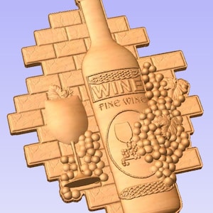 Fine Wine cnc art 3d model stl digital file.