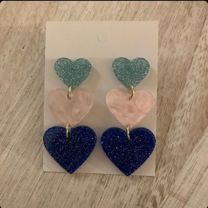 Valentines Heart Earrings Shiny Flashy Versatile Cute Dangle Lightweight Good Quality Earrings Durable Sparkly Bling Hearts