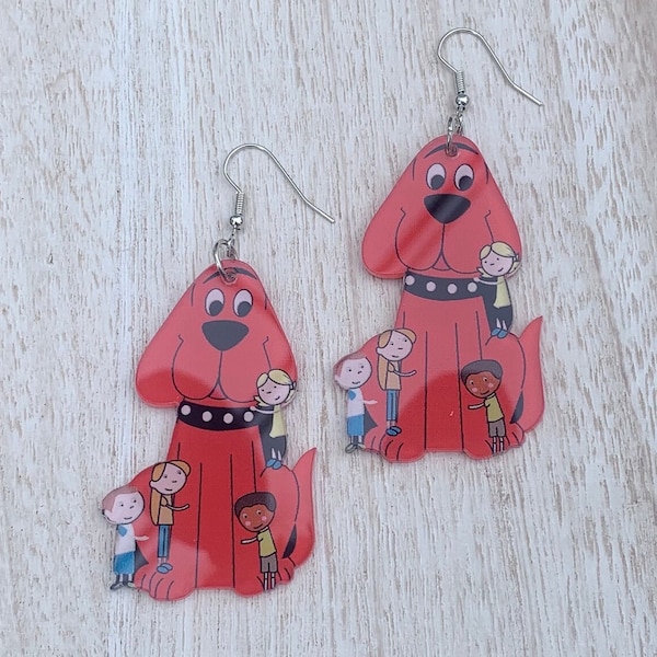 Clifford the Big Red Dog Teacher Librarian Reading interventionist Dangle Acrylic Earrings 2Sided: great quality, comfortable, lightweight